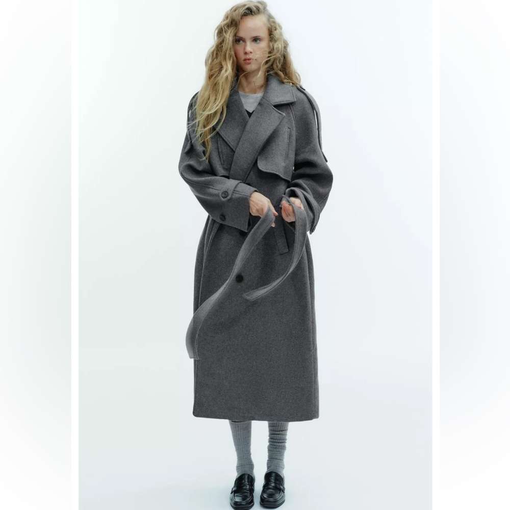 ZARA DOUBLE-BREASTED BELTED COAT WITH LOOPS